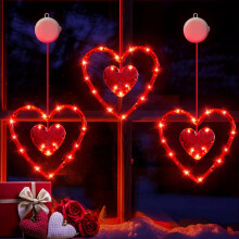Luci LED a forma di cuore per San Valentino, alimentate a batteria, confezione da 3