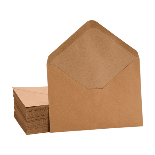 Φάκελοι Kraft Vintage 6"x4", V-Flap, Παλαιωμένο Σχέδιο – Συσκευασία των 50 για Κάρτες Γάμου,
