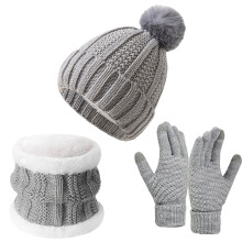 Winter Warm 3-Piece Hat, Scarf & Gloves Set for Men/Women – Solid Color, Cold Weather Protection, Outdoor Activities Compatible with All Ages