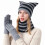 Conjunto de cachecol e gorro de tricô com orelhas de gato 1