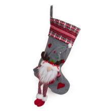Vianočná pančucha Nordic Gnome Reindeer sivá plsť 18 palcov