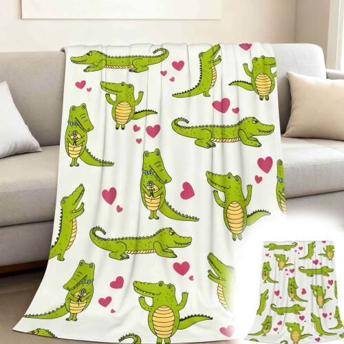 Alligator tæppe blødt flannel 80x60 tommer
