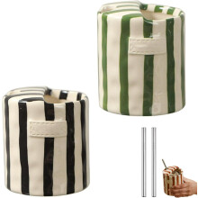 Retro stripete keramisk kaffekopp med hull 14 oz