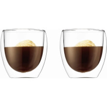Juego de 2 vasos de doble pared Pavina de 8 oz, transparentes