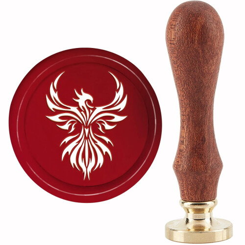 Σφραγίδα σφραγίδας κεριού Phoenix vintage ορειχάλκινη κεφαλή ξύλινη λαβή 30 χιλιοστών