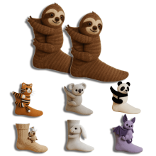 Evdexr3D gebreide sokken met dierenprint, katoenen pantoffelsokken, one size