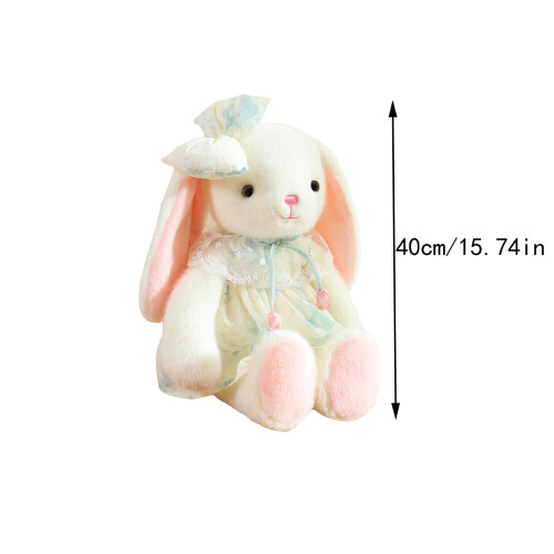 Hasen-Plüschtier mit Spitzenkleid und Schleife, 30 cm 2