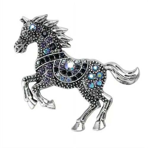 Broche cheval en alliage coloré, 4,4 x 4,6 cm