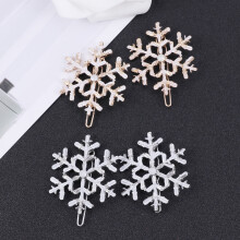 Lot de 4 pinces à cheveux flocon de neige – Alliage strass, argent et