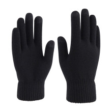Uldstrikkede vinterhandsker med fuld finger, sort