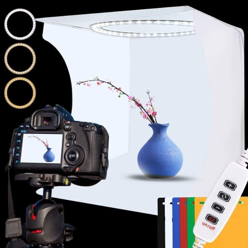 Kit de caixa de luz para estúdio fotográfico 12x12 polegadas com 128 luzes LED.