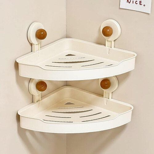 Étagère d'angle de douche avec ventouse et système d'évacuation
