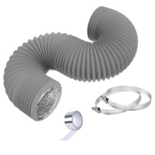 Wąż do suszarki do ubrań, elastyczny, aluminiowy, 2,5 m, z zaciskami