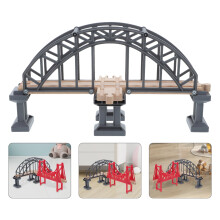 Wooden Train Track Accessories Wooden Train Bridge Red 2Pcs
