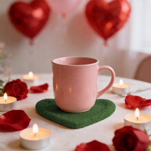 Valentine's Day Placemats & Coasters – Red Heart PVC Washable 7.5x6", Compatible with Valentine's Table Decor, Wedding & Anniversary