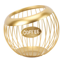 Kaffeekapsel-Organizer, Drahtkorb aus Eisen, 100 Kapseln, 20 cm, Gold
