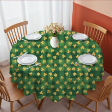 Nappe ronde à carreaux verts, motif Saint-Patrick et trèfles, 152 cm (60 pouces), infroissable et facile à nettoyer, idéale pour la cuisine, la
