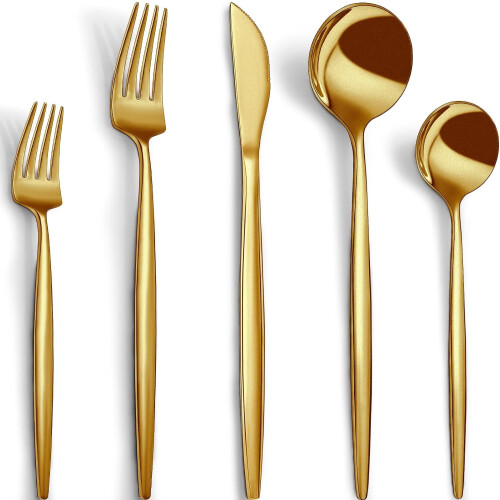 Gold Stainless Steel Flatware Set 40-Piece