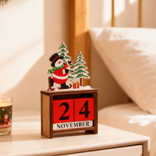 Χριστουγεννιάτικο Ημερολόγιο Advent με Ξύλινο Σχεδιασμό Επιτραπέζιου Σχεδιασμού 2