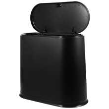Narrow Trash Can with Lid, Black PP Plastic, Press-Top Privacy Design, Compact for Office and Bathroom Use