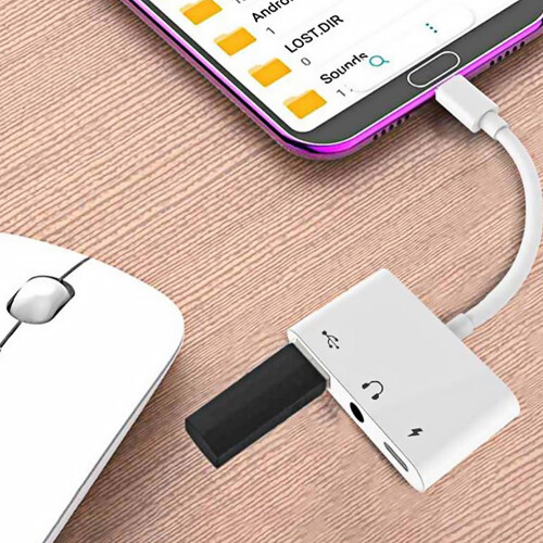 Adattatore convertitore 3 in 1 USB Type-C per cuffie, splitter per auricolari per smartphone e tablet 2