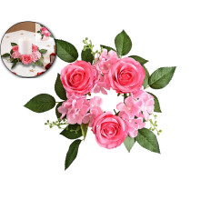 Couronne de fleurs artificielles en forme de rose pour bougies de table