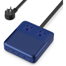 135W GaN USB-C-oplader, 6-in-1 hub (2 AC/2 A/2 C), PD65W voor MacBook Air/Pro, compatibel met iPhone 16/15, S24 – Donkerblauw
