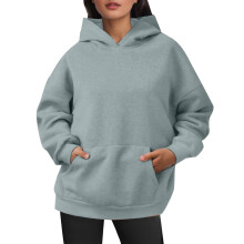 Oversized-Samthoodies für Damen mit Taschen, Langarm-Pullover-Sweatshirts für Herbst und Winter – Passend für XL