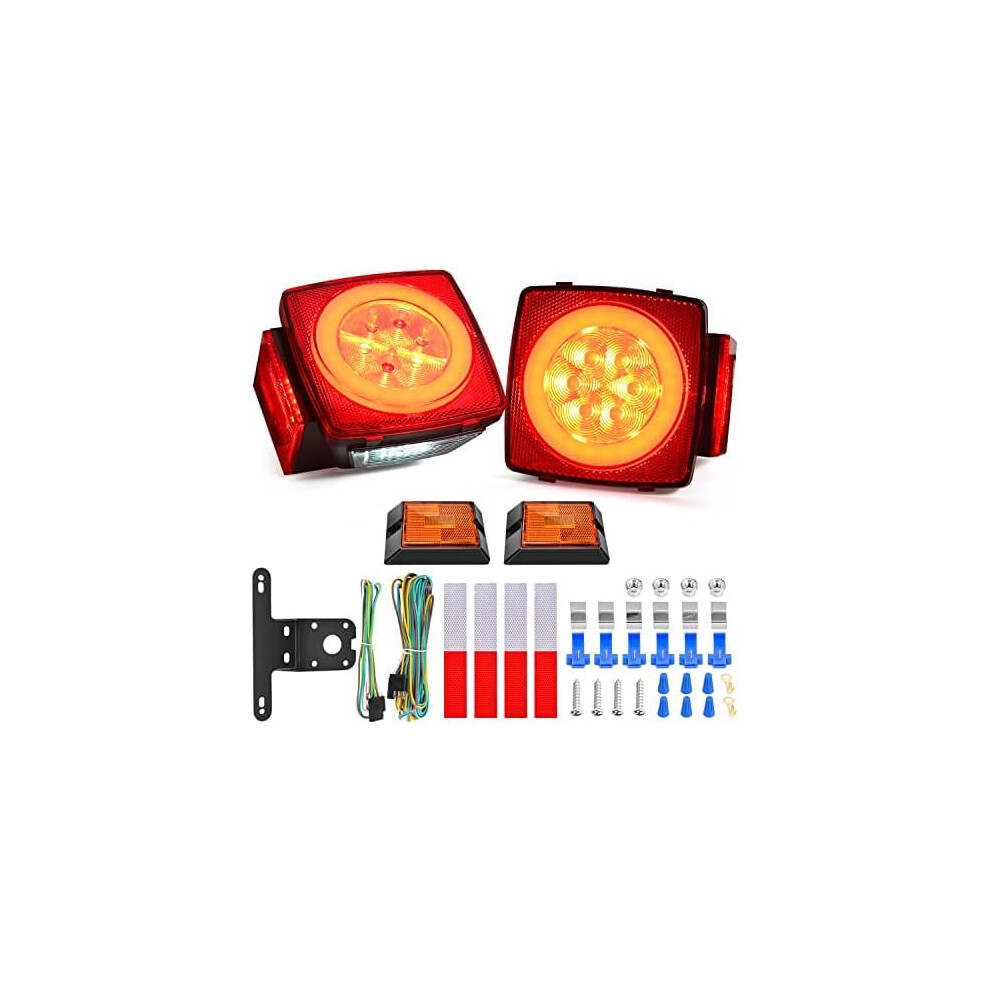 2Pcs Square Led Trailer Kit With Halo Glow, Submersible, For 12V Trailers, Boats, Rvs, Trucks, Snowmobiles (Tl-41) Light 9422877881772