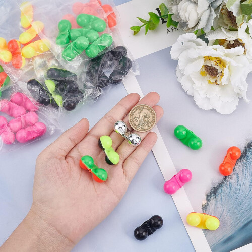 48 τεμάχια 8 χρωματιστές διπλές χάντρες ψαρέματος με κουδουνίστρα (31x15x13mm, τρύπα 2mm), 2