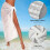 Weißer Sarong als Strandüberwurf, durchsichtiger Netzschal, Einteiler 5