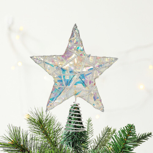 Lighted 5-Point Star Tree Topper, Iron Frame, Multicolour 1