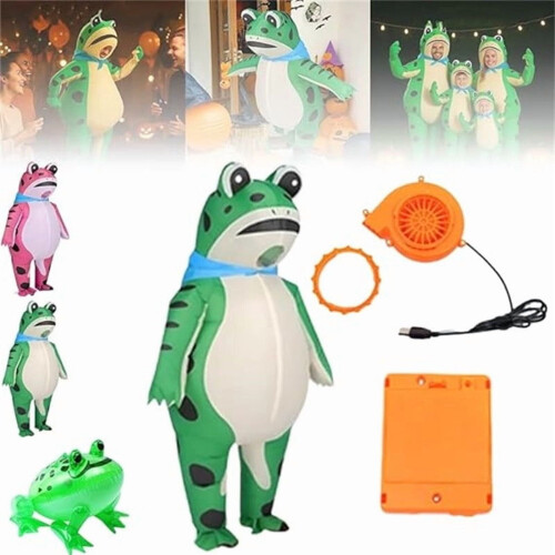 Oppblåsbart froskkostyme voksen polyester XL 2