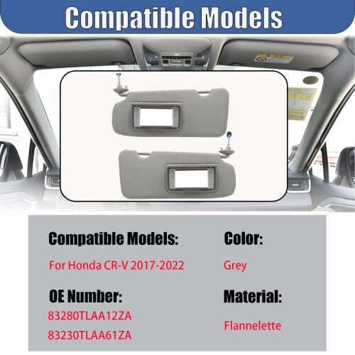 Αριστερό & Δεξί Σκίαστρο Ηλίου για Honda CR-V2017–2022, με Καθρέφτη Μακιγιάζ + Φως, 1