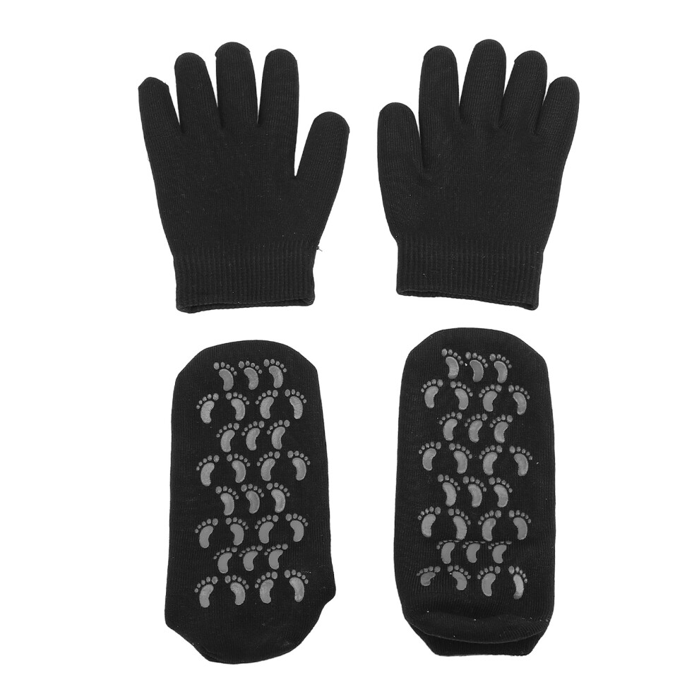 Gel Gloves Socks Set for Dry Hands & Feet Moisturizing Black