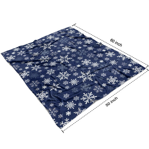Dark Blue Snowflake Lamb Wool Throw Blanket 50x60 inches 2