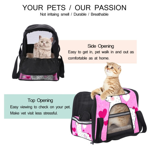 Φορητή τσάντα μεταφοράς σκύλου Lama Alpaca Pink & άνετη θήκη μεταφοράς γάτας για μικρά 2