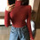 Women Multicolor Turtleneck Sweater Autumn Solid Color Basic Long Sleeve Slim Fitted Jumpers Ribbed Knit Pullover Top 7
