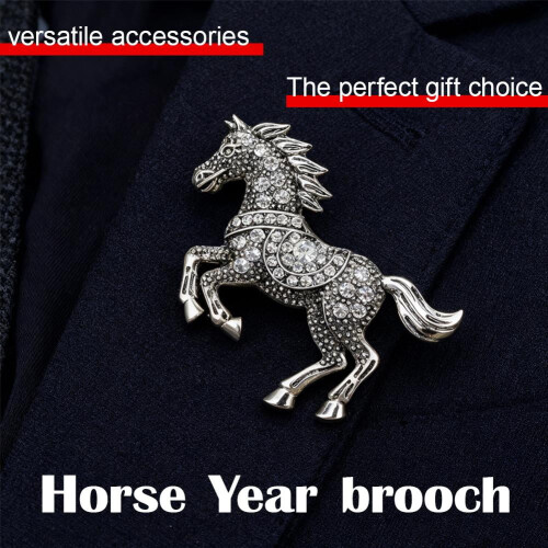 Broche cheval en alliage coloré, 4,4 x 4,6 cm 2