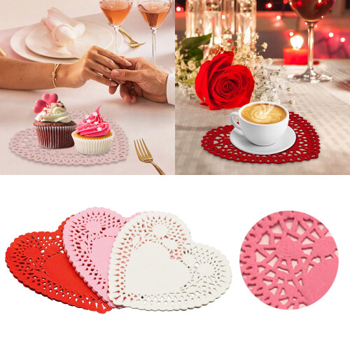 Heart Shaped Paper Doilies 8 Inch Pack of 100 1