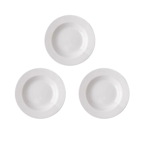 3 Pc Plastic Plates Round 8.7 Inch Dinner Plates White Stackable Reusable Straw Hat Plate 2