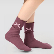 Girls Bow Lace Cuff Knee High Socks Soft Comfortable Stretchable Stockings For Everyday School Wear
