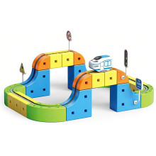 Electric Train Track Set - Magical Modular 3D Snapping-Fit Design - Rechargeable 3D Building Block Track Toy for STEM Learning Gift (65pcs)