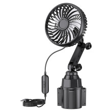 Portable USB Car Fan, 360 Rotating, Quiet & Strong Airflow for Vehicle/Office/Home/Travel, Black