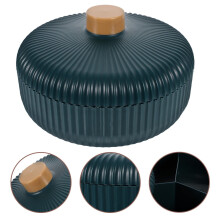 Fruit Tray, 3-Section Serving Platter with Lid - Round Snack/Fruit/Veggie Organizer, Bpa-Free Plastic (9 Inch Diameter) Snackle Box Container, Blue