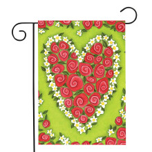 Bandiera da giardino per San Valentino 12x18 pollici bifacciale, decorazione da esterno a tema amore, bandiera verticale per festival, casa, E