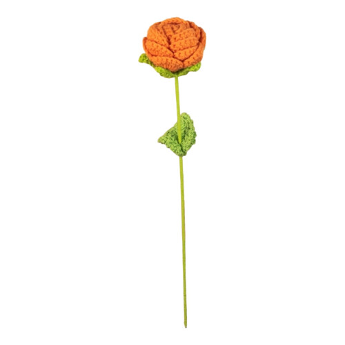 Håndlaget heklet ullrose kunstig blomst oransje