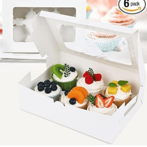 Scatole per cupcake bianche con finestra (confezione da 6)