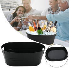 4-Gallon Stainless Steel Ice Bucket with Handle – Wine & Beverage Cooler for Home, Bar, Parties (Black)
