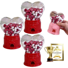Heart Shaped Candy Dispenser, Pink Red Valentine Gifts Required Push Button Gumball Machine, for Classroom Exchange, Party Favors